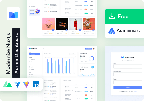 Modernize Free NuxtJs Admin Dashboard Template